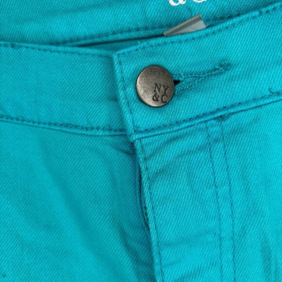 NY&C NEW Sits at Lower Waist Skinny Jean Women 12 Teal Rhinestones Stretch - Picture 5 of 10